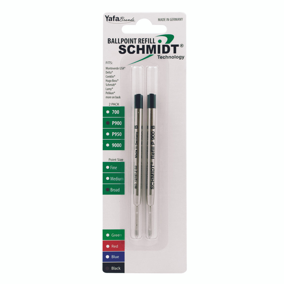 Schmidt® Standard P900 Ballpoint Refill Broad Point TC ball, 2pk