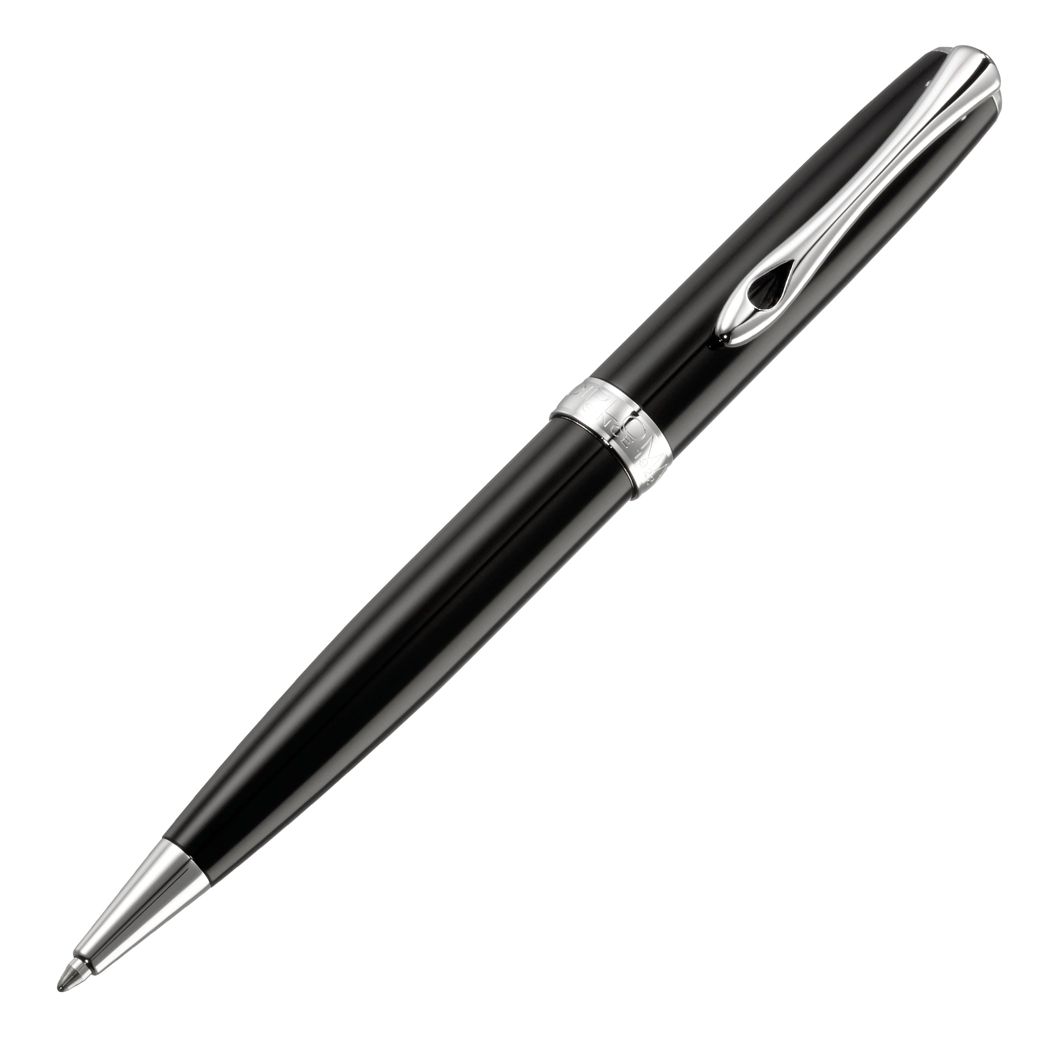 Diplomat Excellence A2 Black Lacquer with Chrome Trim easyFLOW Ballpoint Pen
