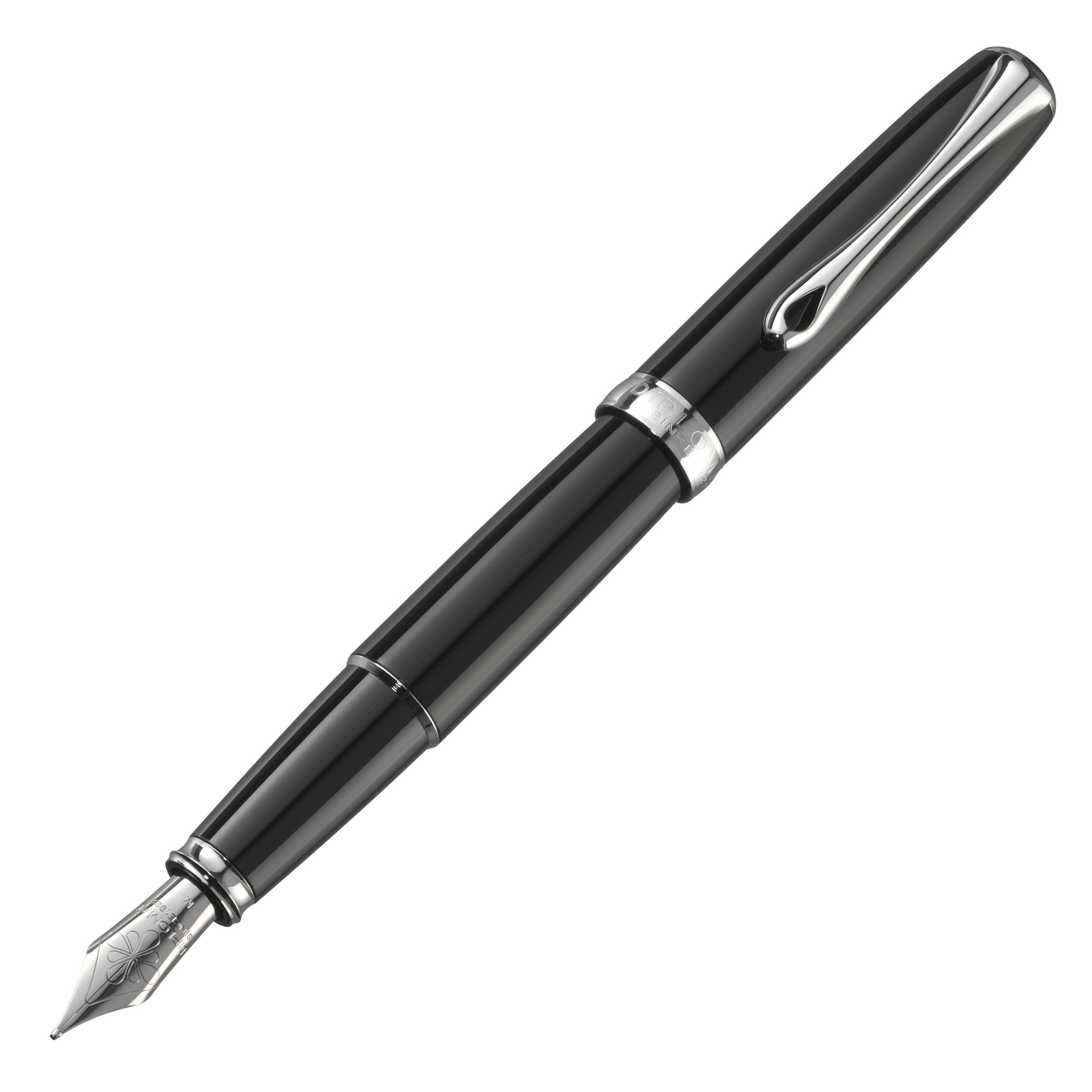 Diplomat Excellence A2 Black Lacquer with Chrome Trim Fountain Pen