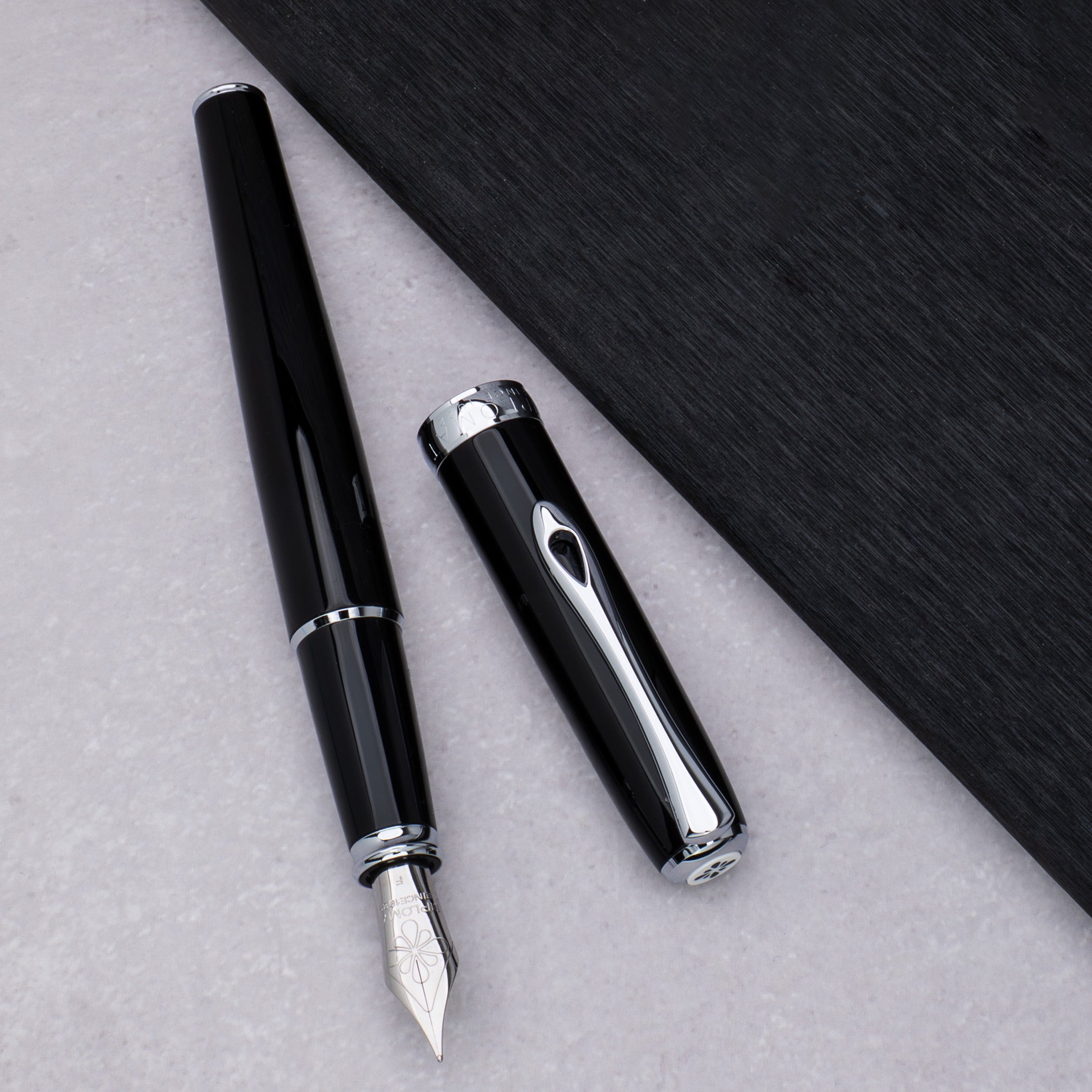 Diplomat Excellence A2 Black Lacquer with Chrome Trim Fountain Pen