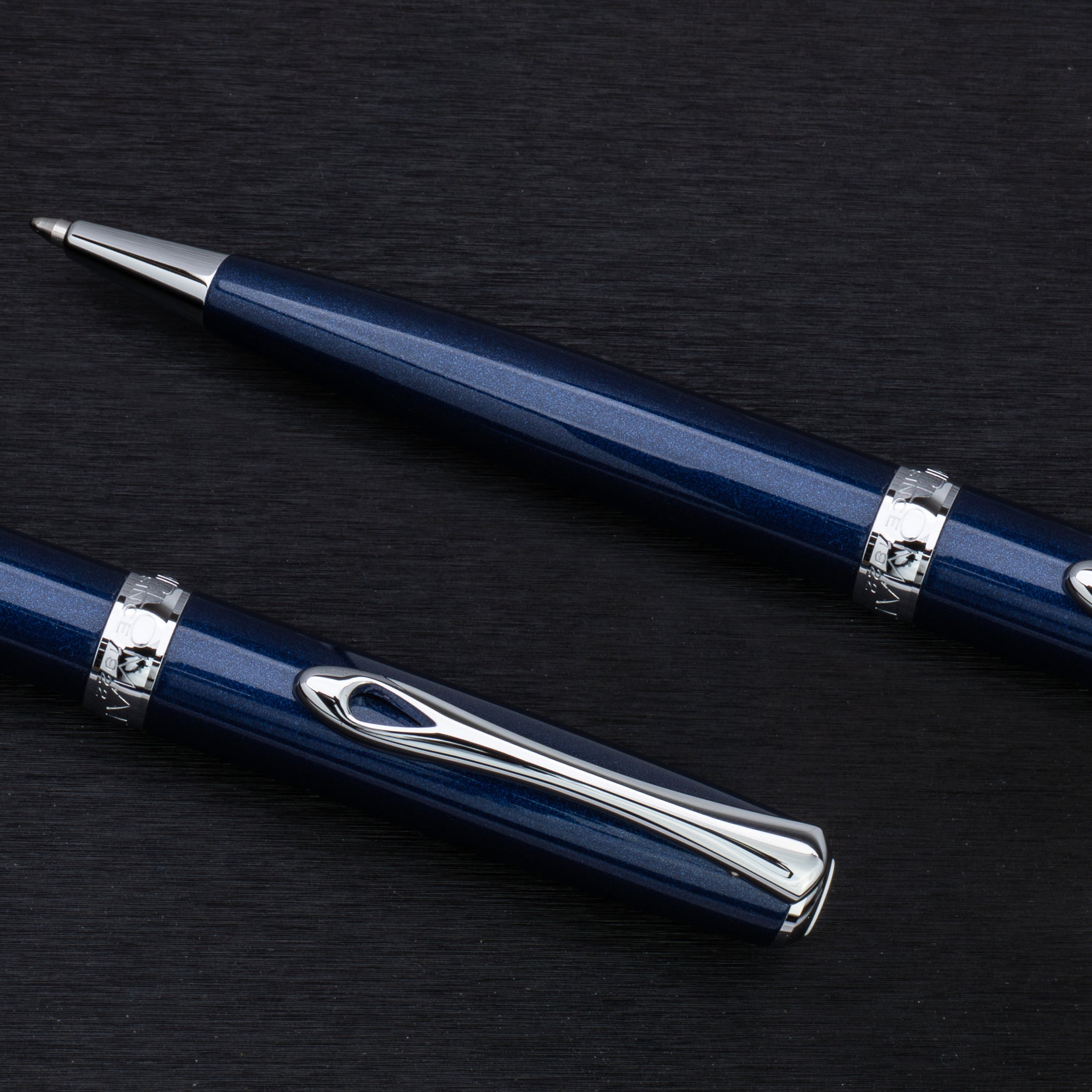 Diplomat Excellence A2 Midnight Blue with Chrome Trim easyFLOW Ballpoint Pen