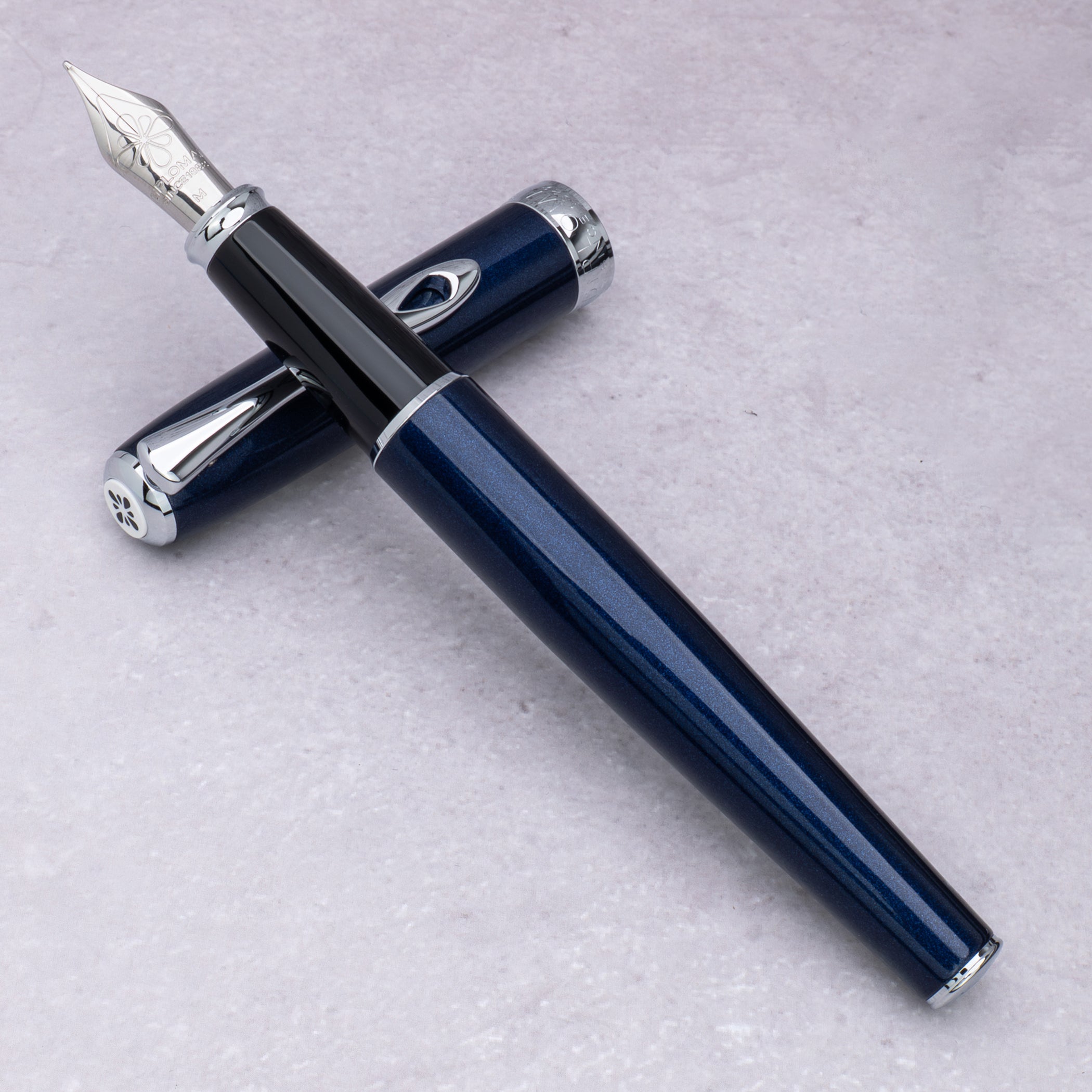 Diplomat Excellence A2 Midnight Blue with Chrome Trim Fountain Pen