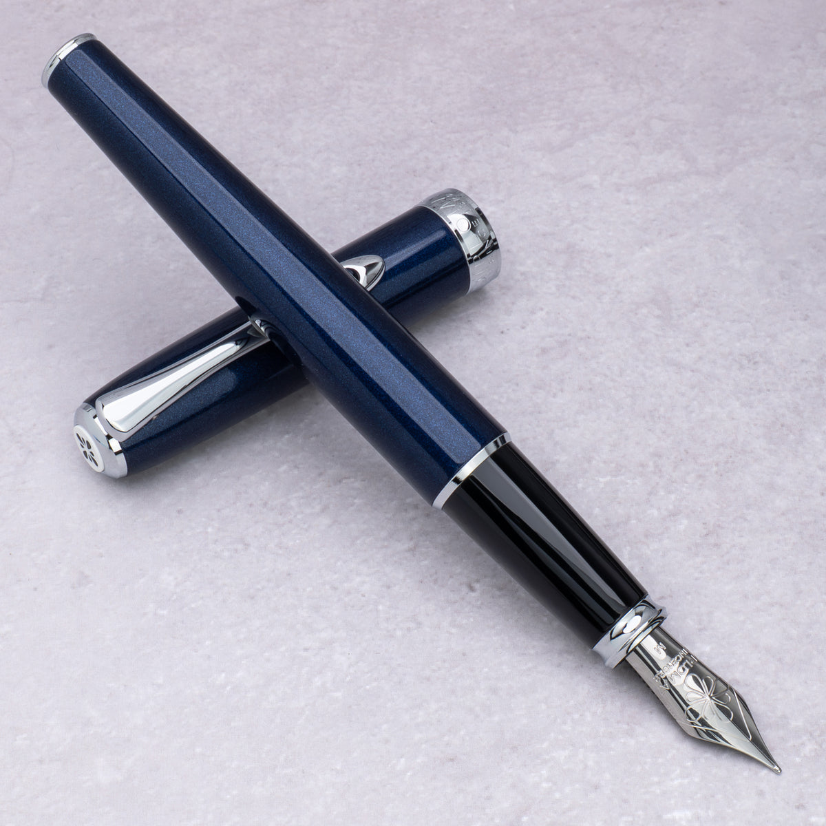 Diplomat Excellence A2 Midnight Blue with Chrome Trim Fountain Pen