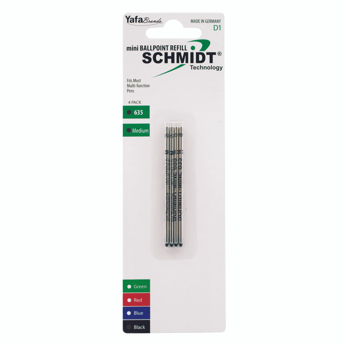 Schmidt® 635 Mini D1 Ballpoint Refill, Medium Point, 4pk