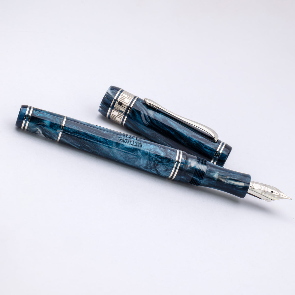 Nettuno Superba Blue Mamba Fountain Pen — 14K Nib, Limited Edition of 38
