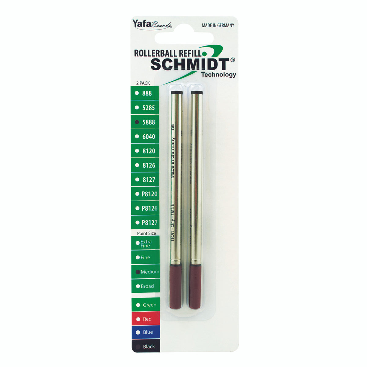 Schmidt® 5888 Safety Ceramic Rollerball Refill Medium Point 0.7mm, Metal Tube, 2pk