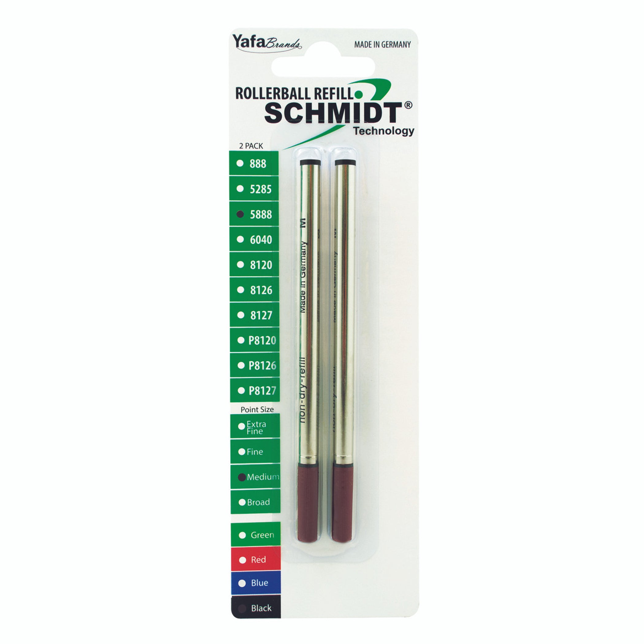 Schmidt® 5888 Safety Ceramic Rollerball Refill Medium Point 0.7mm, Metal Tube, 2pk