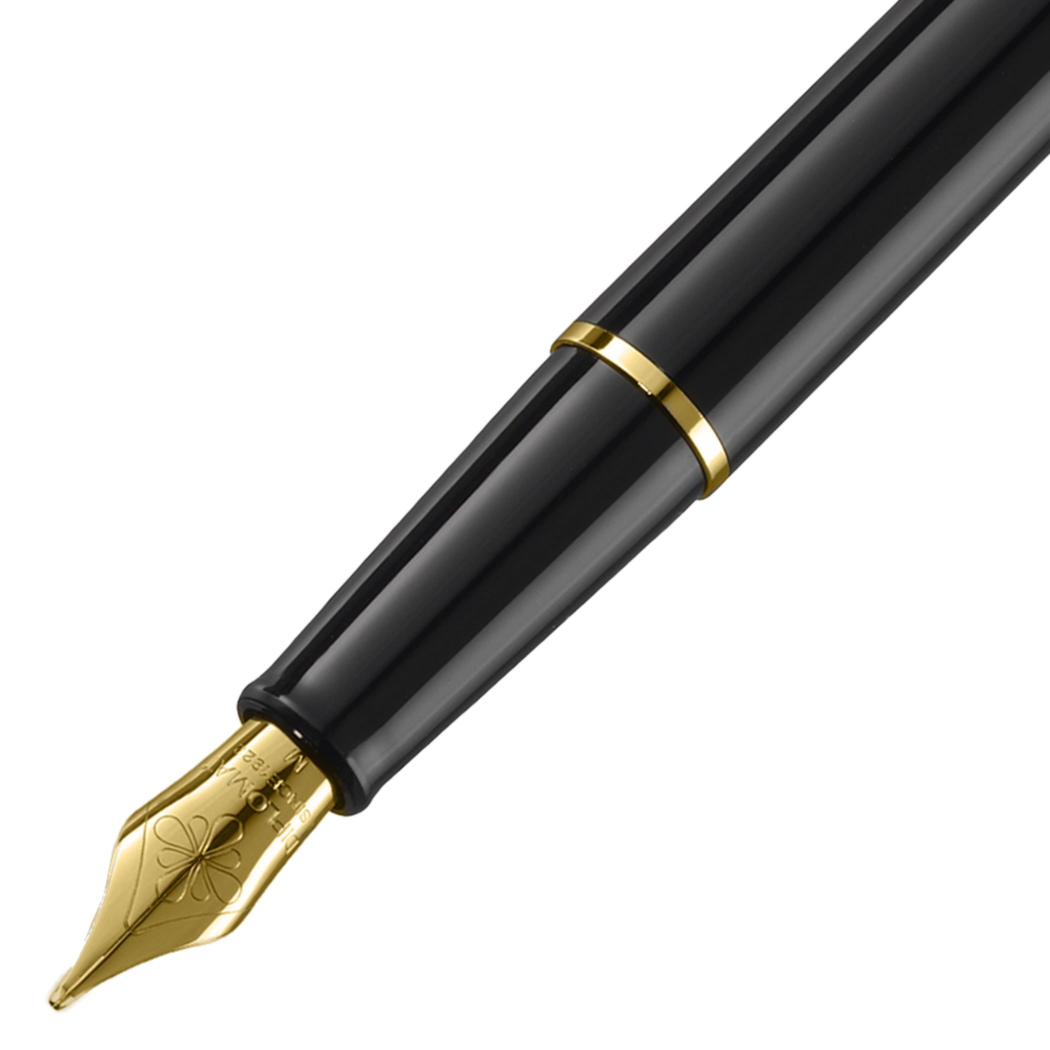 Diplomat Traveller Black Lacquer with Gold Trim Fountain Pen