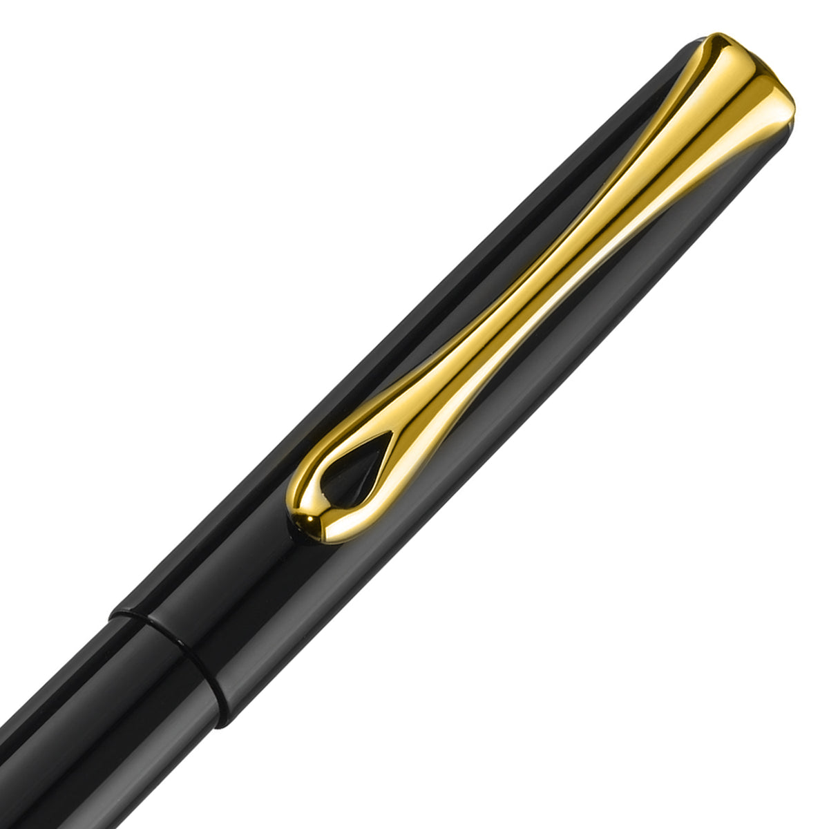 Diplomat Traveller Black Lacquer with Gold Trim Rollerball Pen