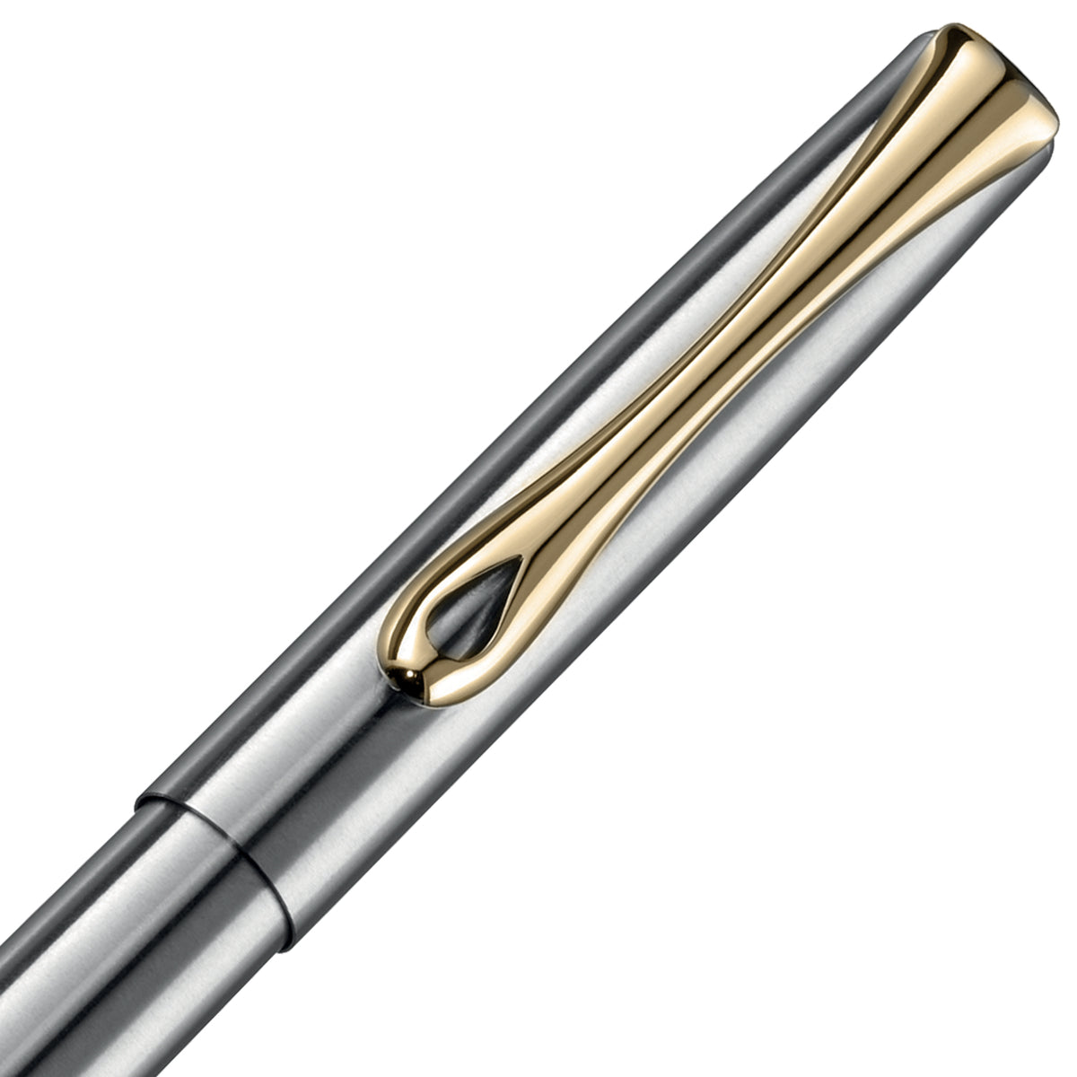 Diplomat Traveller Stainless Steel with Gold Trim Fountain Pen