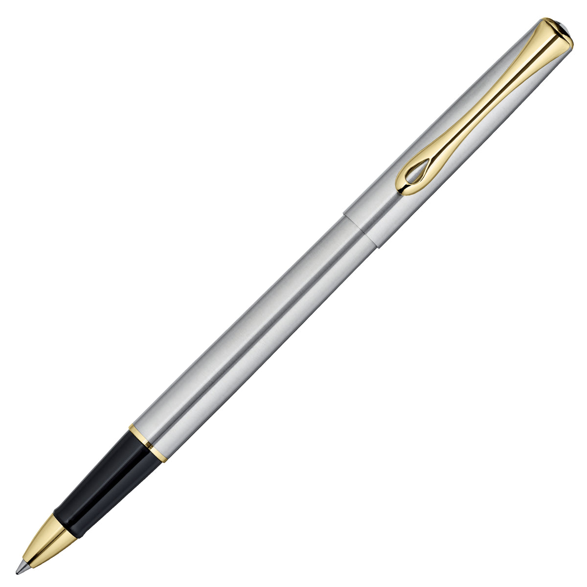 Diplomat Traveller Stainless Steel with Gold Trim Rollerball Pen