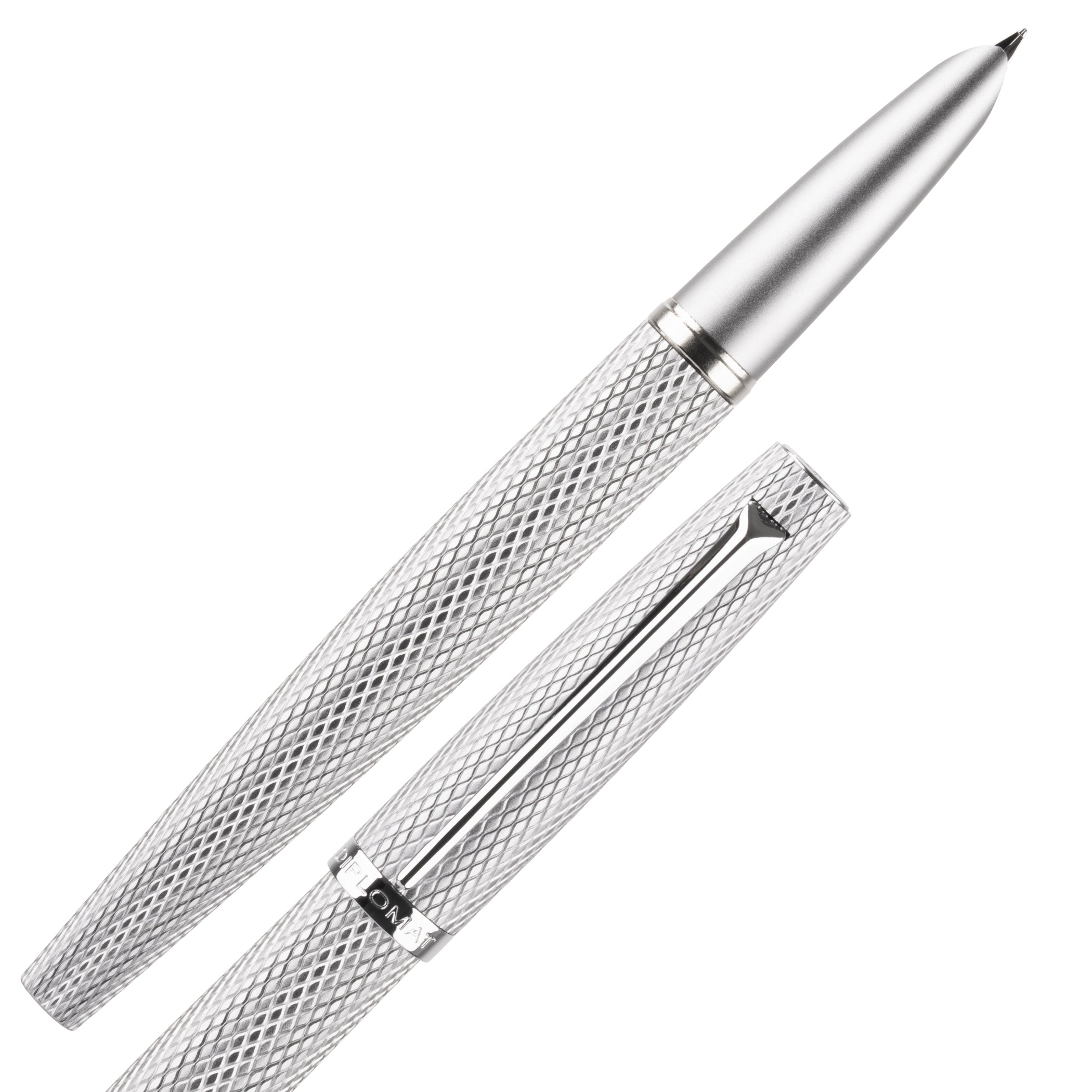 Diplomat Viper Silver Guilloche Fountain Pen Fine/Medium Nib