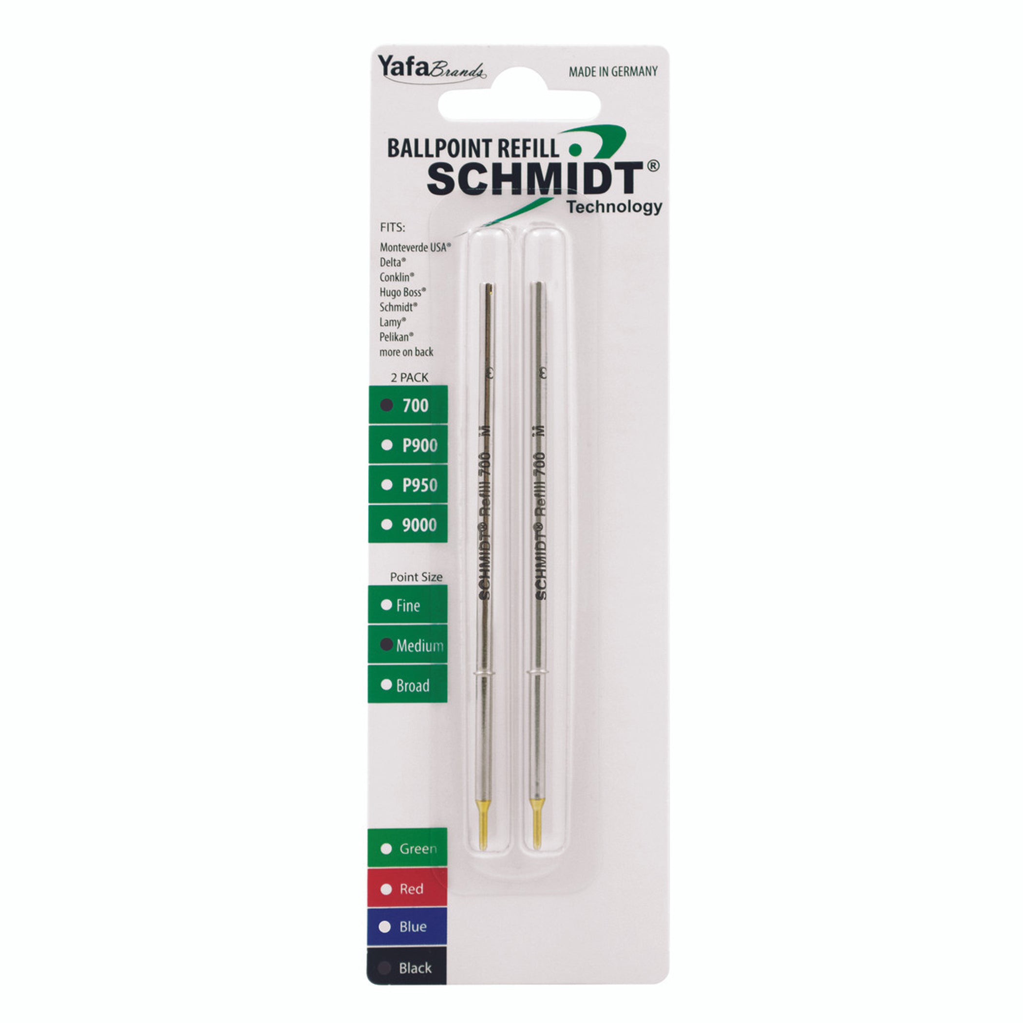 Schmidt® 700 A3 Ballpoint Refill To Fit European Early Model Pens, Italian Made Aurora Flat Ballpen, Medium Point , 2pk