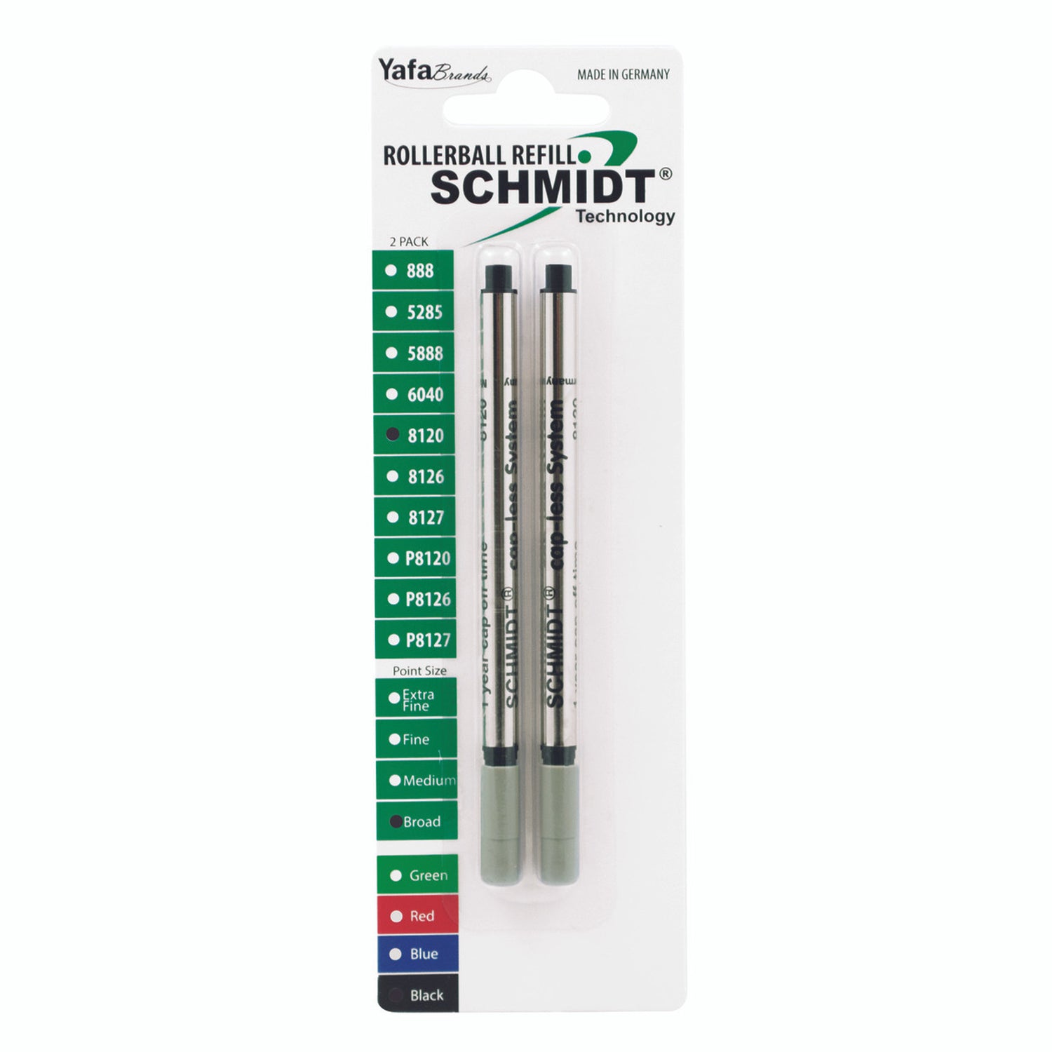 Schmidt® 8120 Long Capless Rollerball Refill Broad Point 1.0mm, 2pk