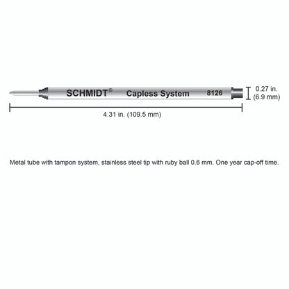 Schmidt® 8126 Long Capless Rollerball Refill Fine Point 0.6mm, 2pk