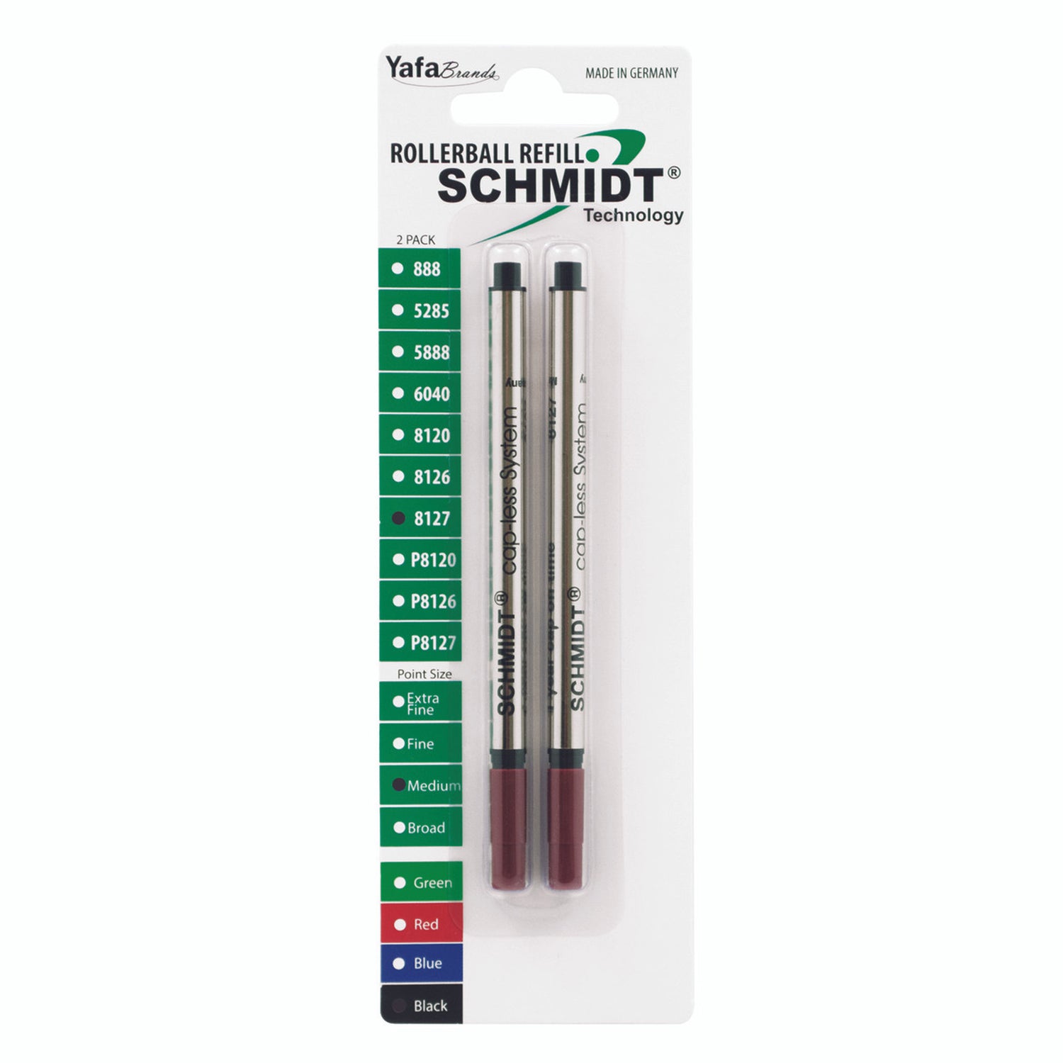 Schmidt® 8127 Long Capless Rollerball Refill Medium Point 0.7mm, 2pk