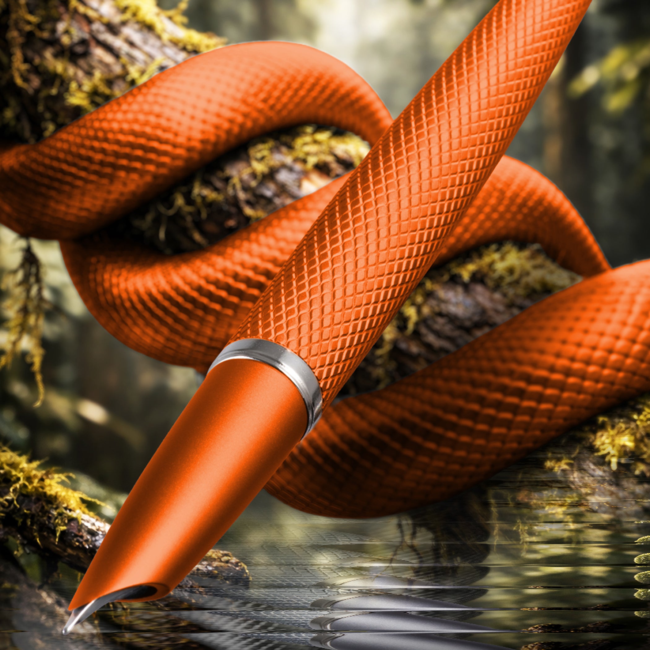 Diplomat Viper Orange Guilloche Fountain Pen Fine/Medium Nib