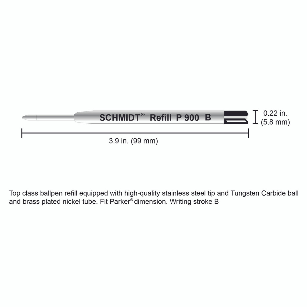 Schmidt® Standard P900 Ballpoint Refill Broad Point TC ball, 2pk