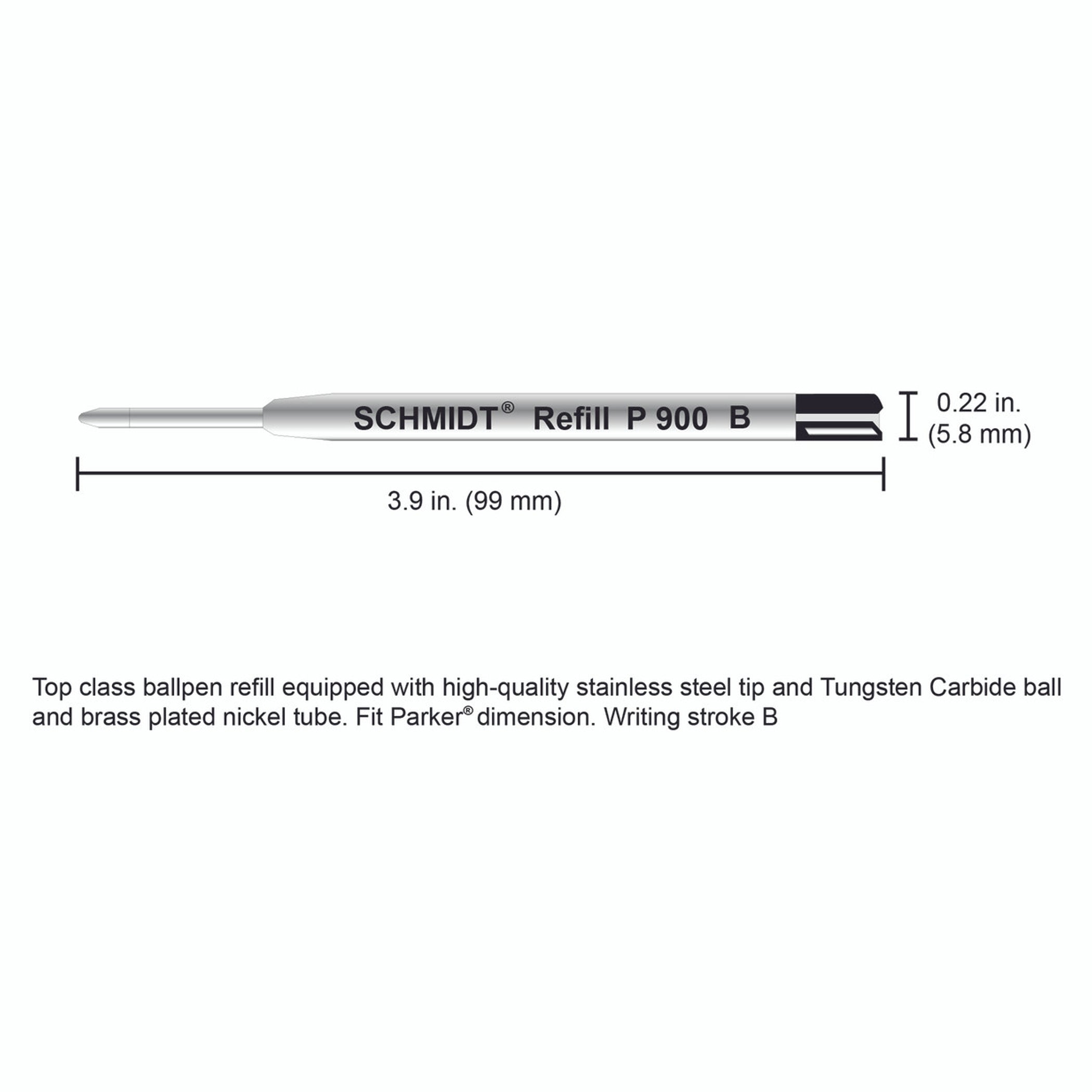 Schmidt® Standard P900 Ballpoint Refill Broad Point TC ball, 2pk