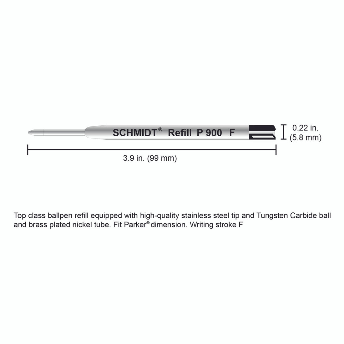 Schmidt® Standard P900 Ballpoint Refill Fine Point TC ball, 2pk