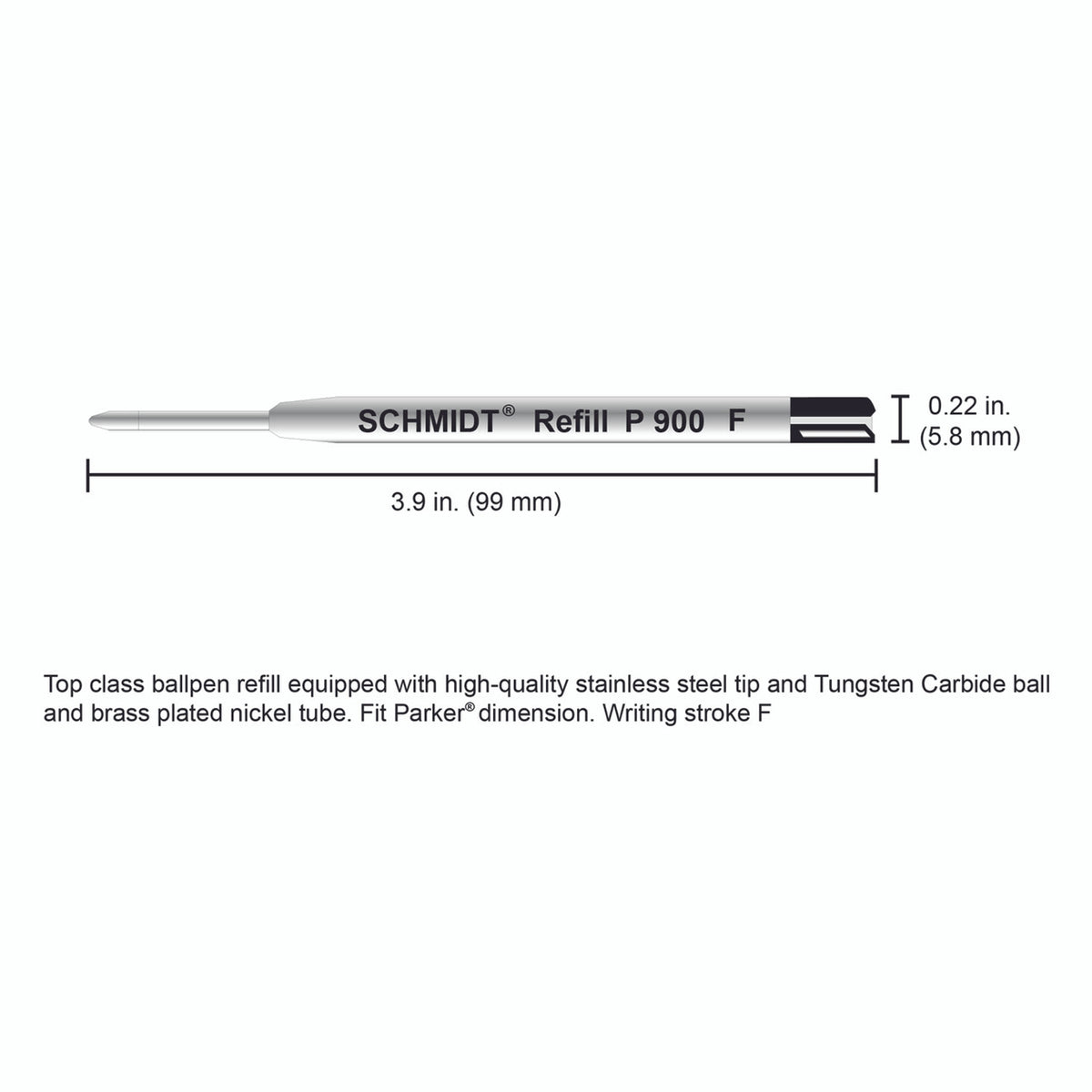Schmidt® Standard P900 Ballpoint Refill Fine Point TC ball, 2pk