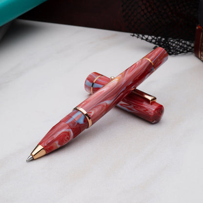 Delta Duna Ghibli(Red) Rosegold Trim Rollerball Pen
