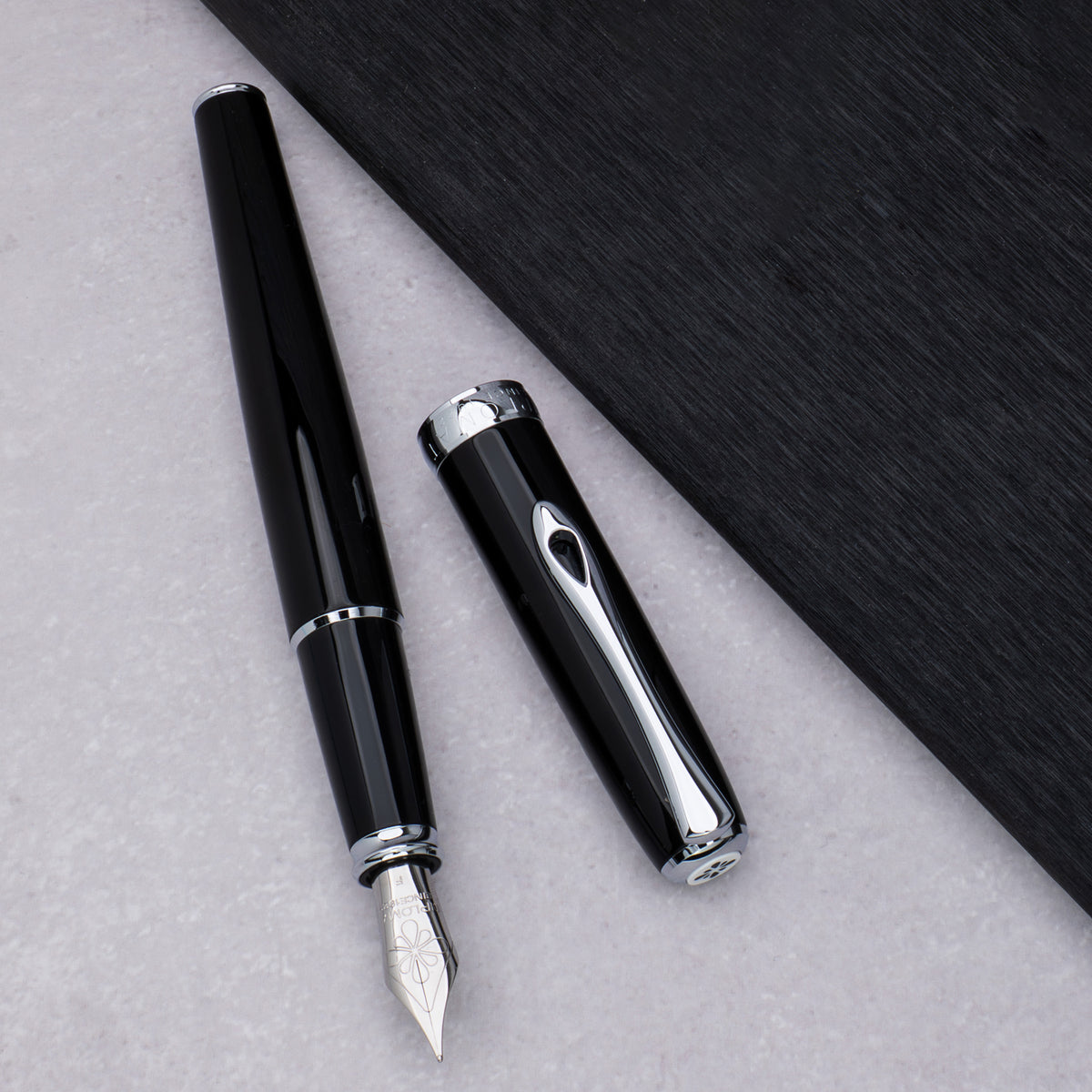 Diplomat Excellence A2 Black Lacquer with Chrome Trim Fountain Pen