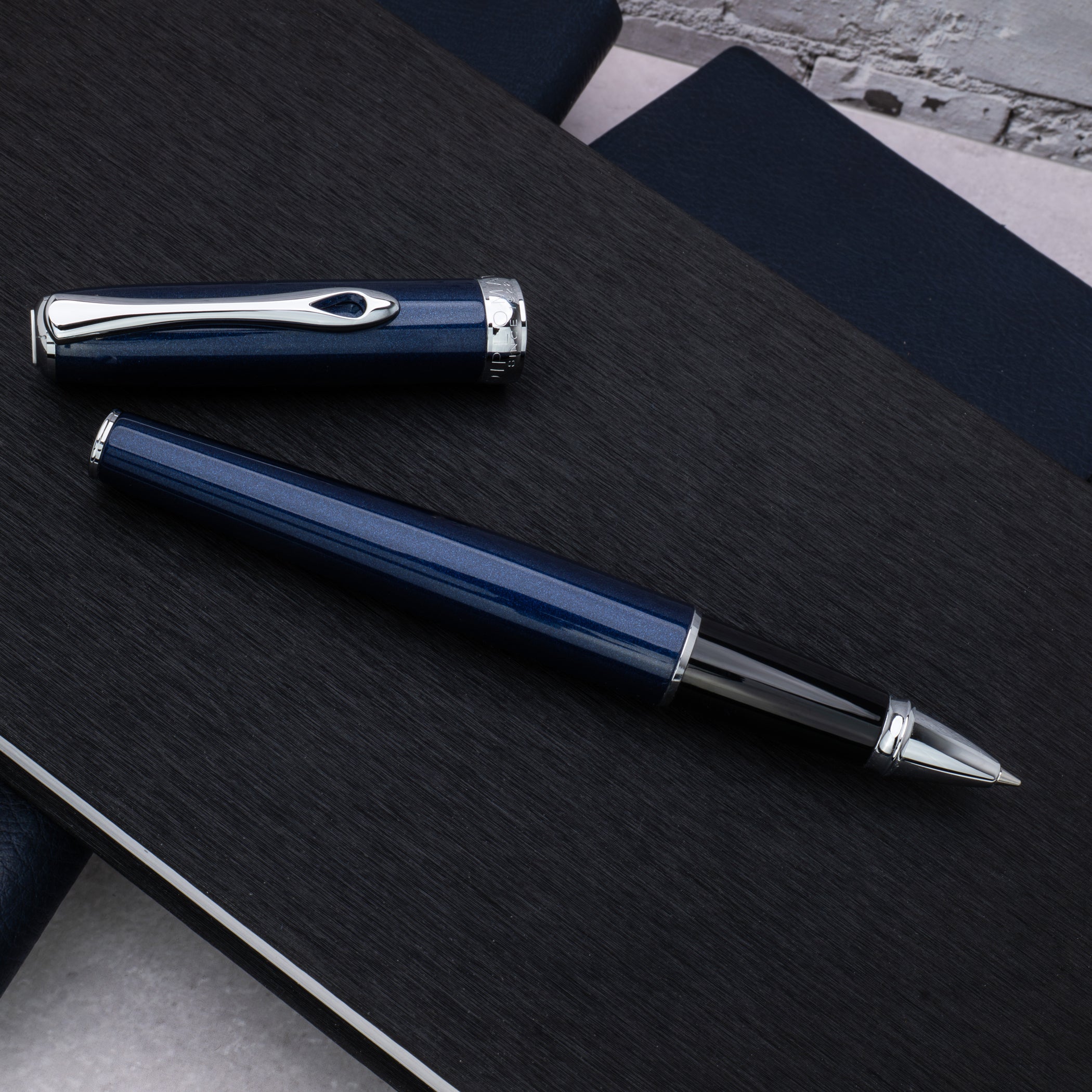 Diplomat Excellence A2 Midnight Blue with Chrome Trim Rollerball Pen