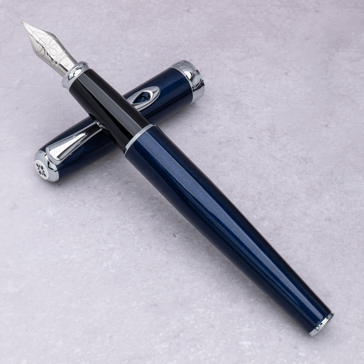 Diplomat Excellence A2 Midnight Blue with Chrome Trim Fountain Pen