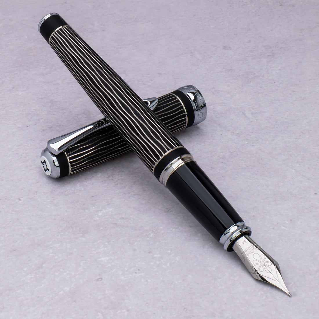 Diplomat Excellence A Plus Wave Gulloche Lapis Black Fountain Pen