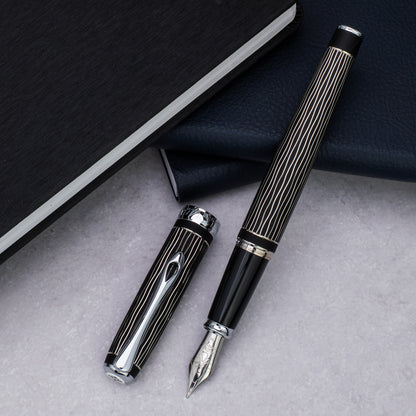 Diplomat Excellence A Plus Wave Gulloche Lapis Black Fountain Pen