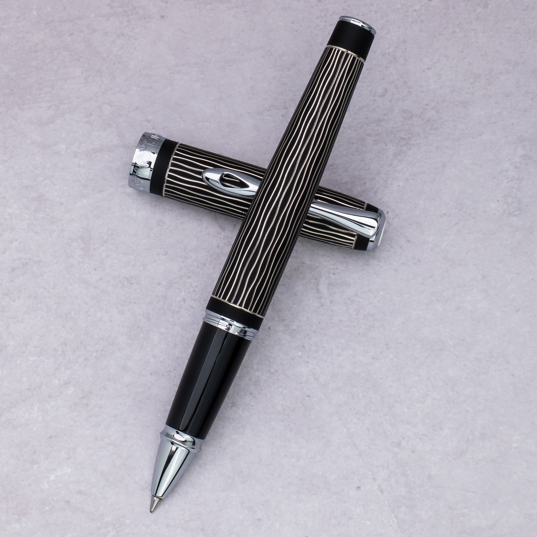 Diplomat Excellence A Plus Wave Gulloche Lapis Black Rollerball Pen