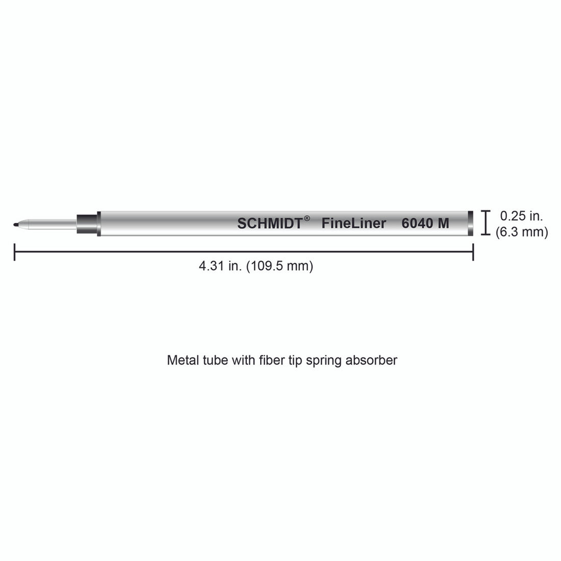 Schmidt® 6040 Fineliner with Spring Loaded 1.0mm Tip, Medium Point, 2pk
