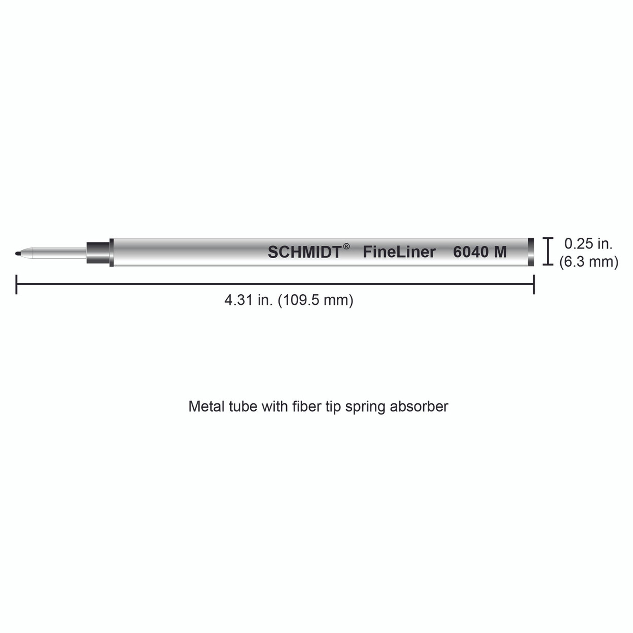 Schmidt® 6040 Fineliner with Spring Loaded 1.0mm Tip, Medium Point, 2pk