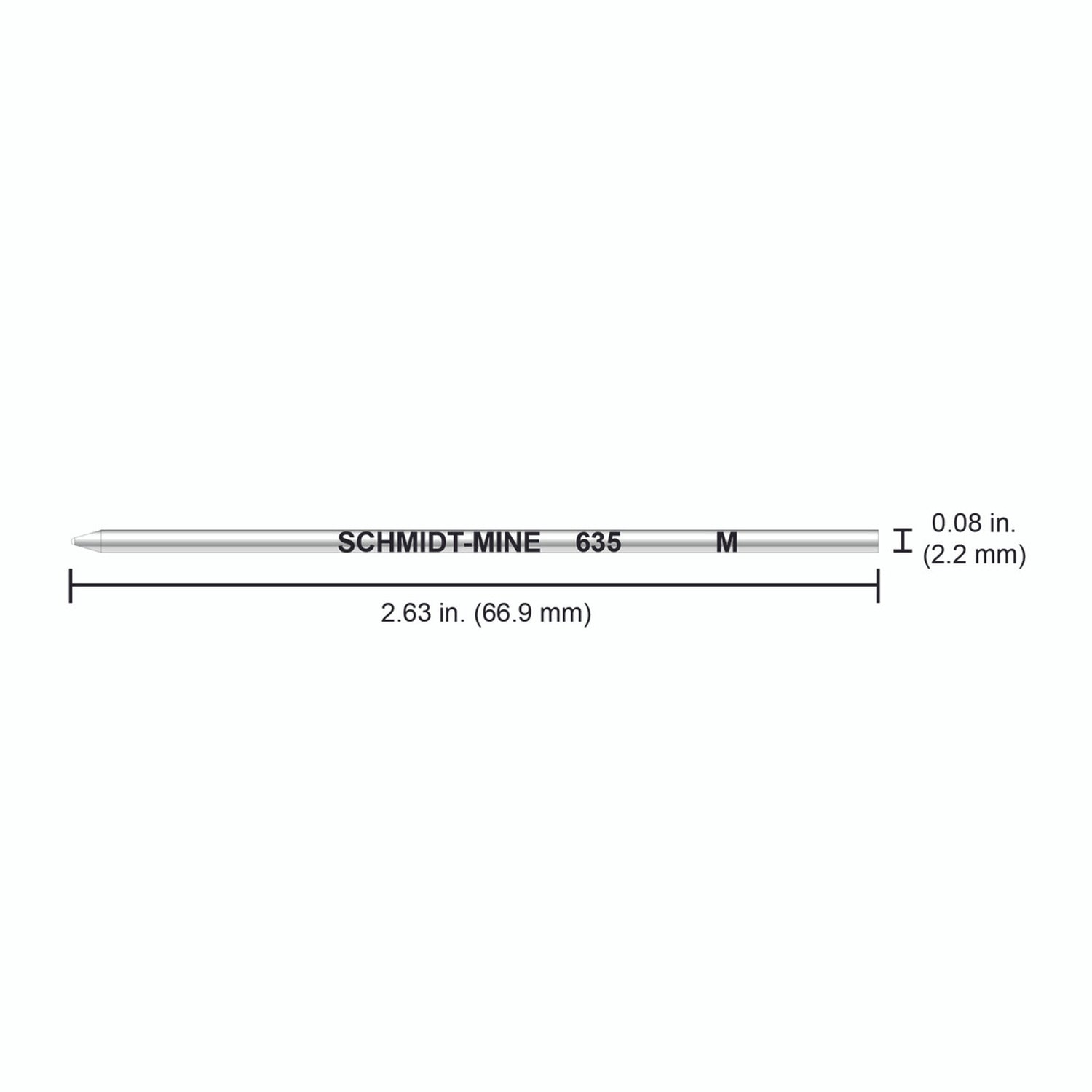 Schmidt® 635 Mini D1 Ballpoint Refill, Medium Point, 4pk