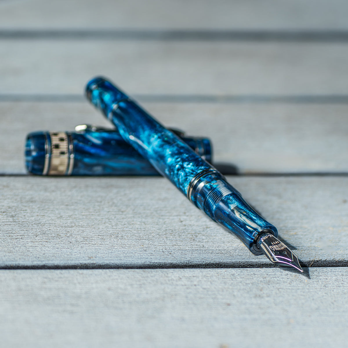Nettuno Superba Blue Mamba Fountain Pen — 14K Nib, Limited Edition of 38