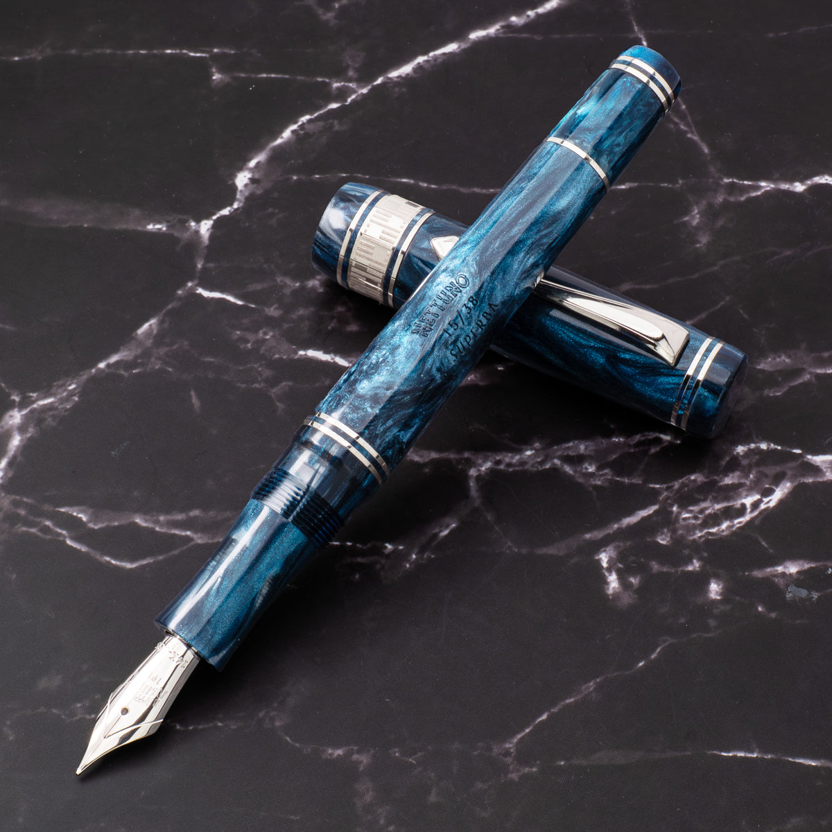 Nettuno Superba Blue Mamba Fountain Pen — 14K Nib, Limited Edition of 38
