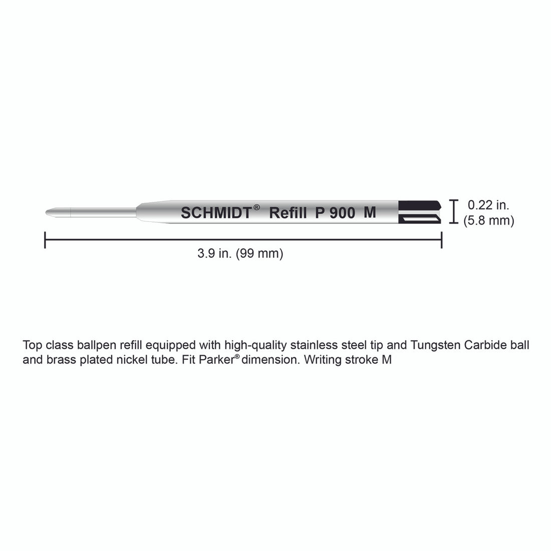 Schmidt® Standard P900 Ballpoint Refill Medium Point TC ball, 2pk