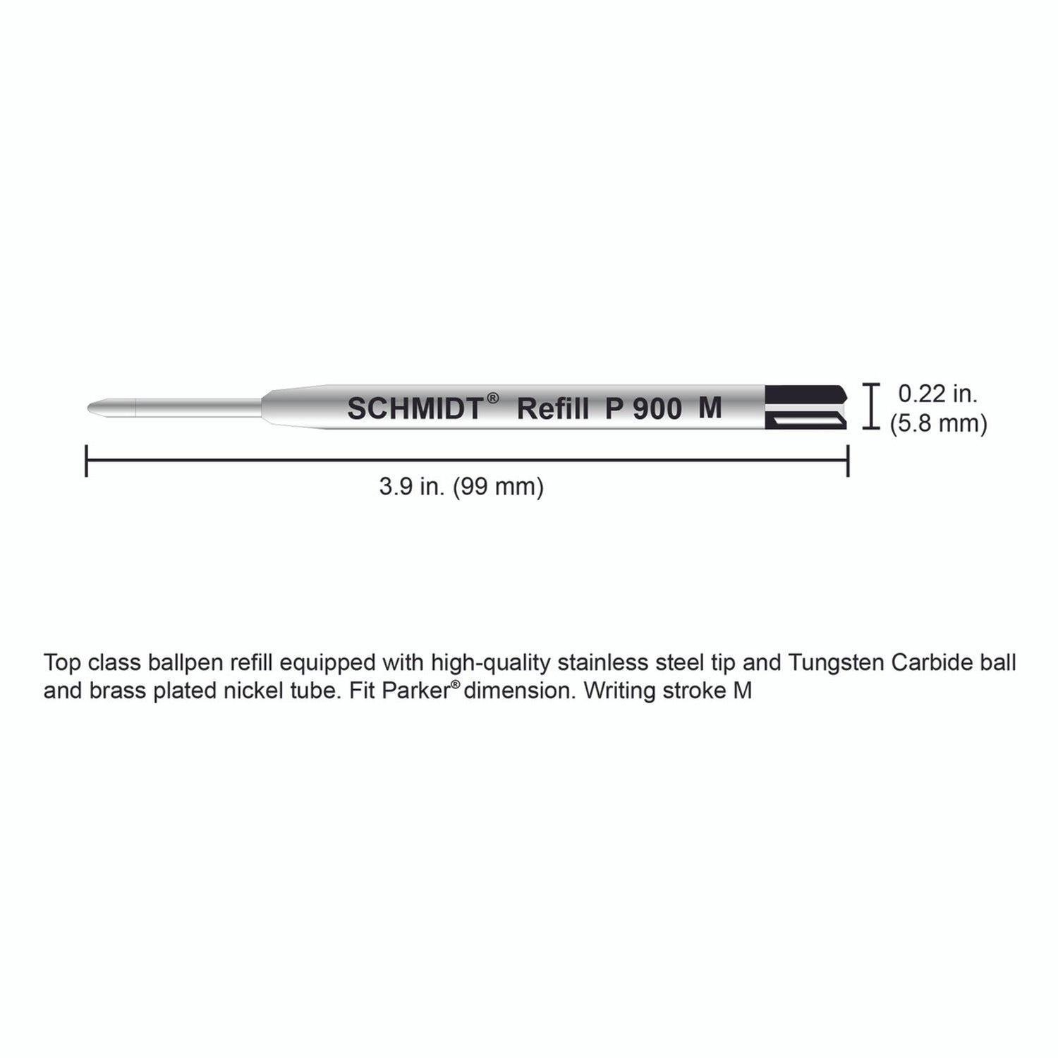 Schmidt® Standard P900 Ballpoint Refill Medium Point TC ball, 2pk