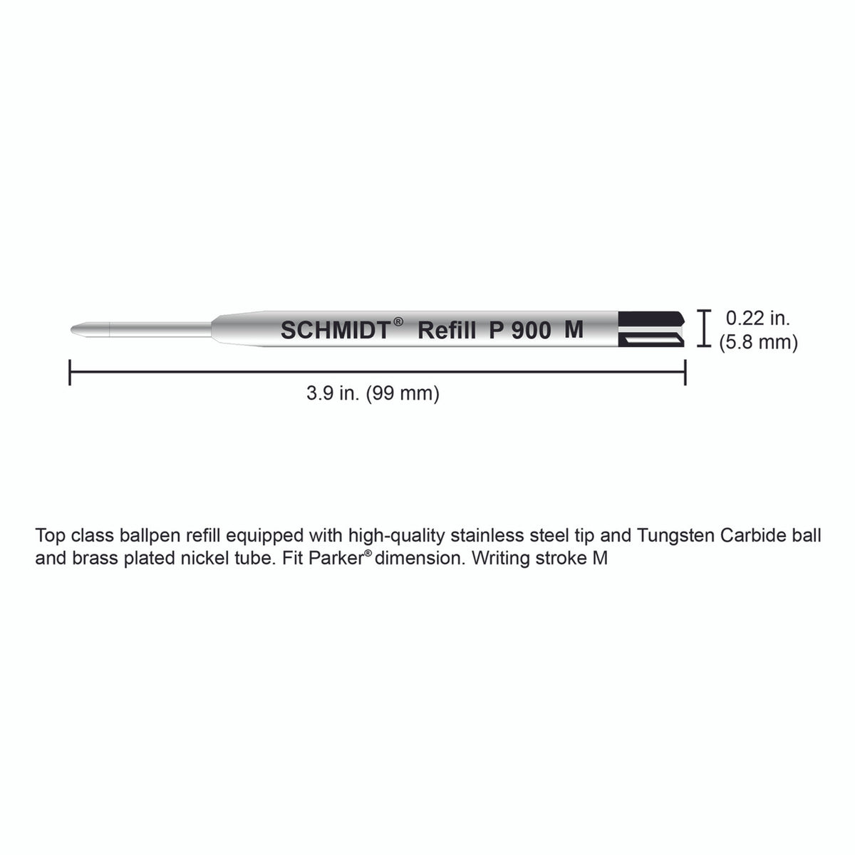 Schmidt® Standard P900 Ballpoint Refill Medium Point TC ball, 2pk
