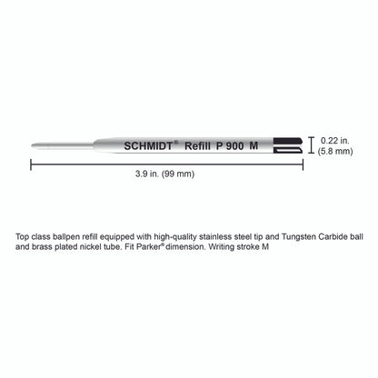 Schmidt® Standard P900 Ballpoint Refill Medium Point TC ball, 2pk