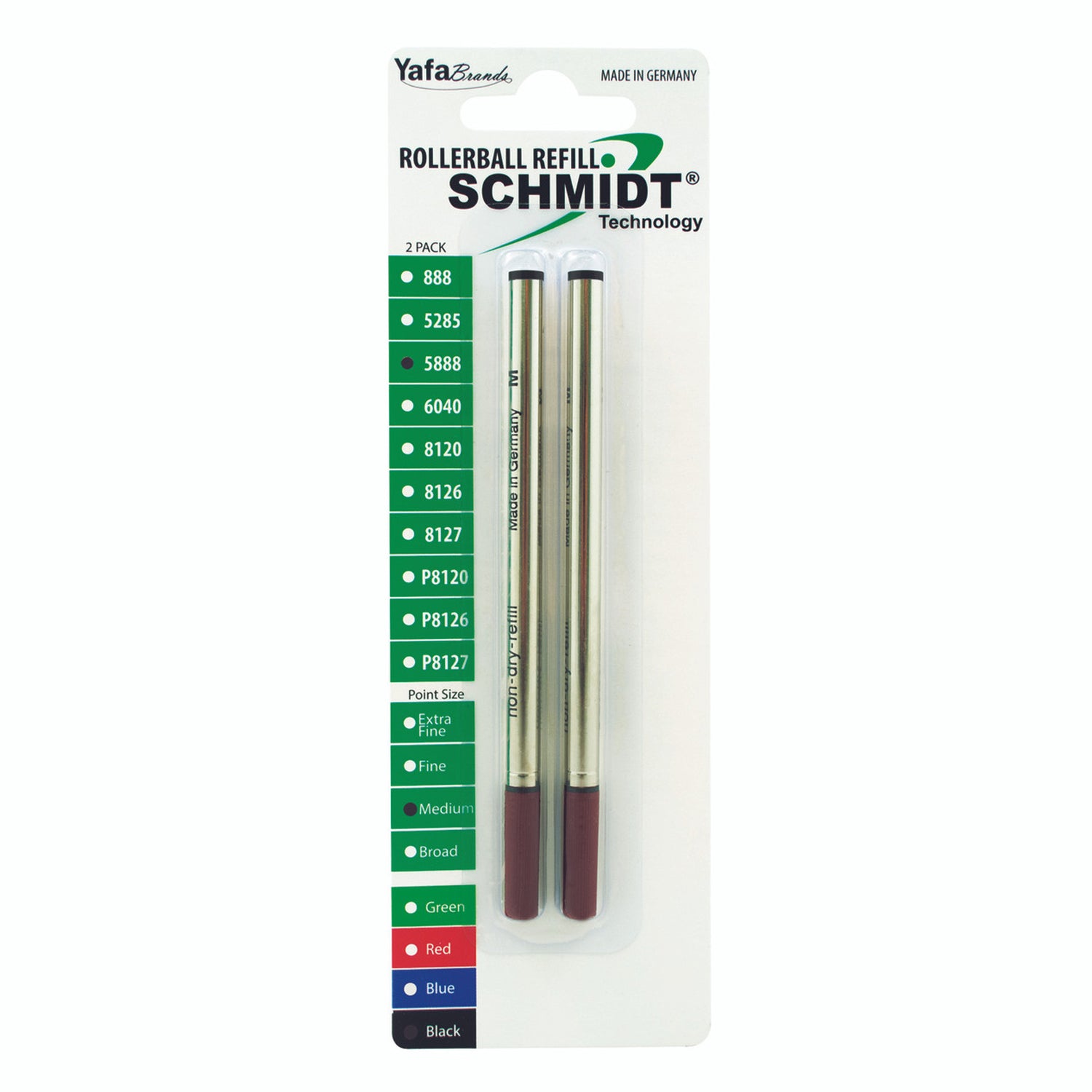 Schmidt® 5888 Safety Ceramic Rollerball Refill Medium Point 0.7mm, Metal Tube, 2pk