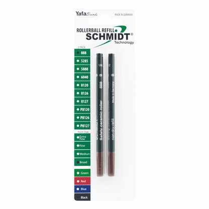 Schmidt® 888 Safety Ceramic Rollerball Refill, Black Broad Point 1.0mm Plastic Tube, 2pk