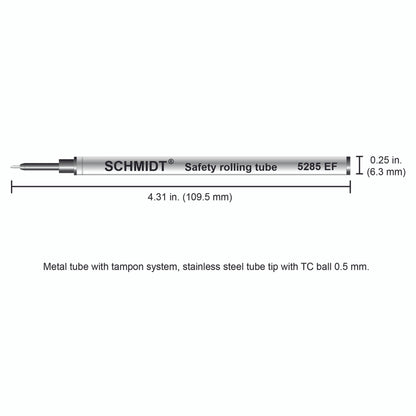 Schmidt® 5285 Safety Rolling Tube Needle Point 0.5mm TC Ball, Extra Fine Point, 2pk
