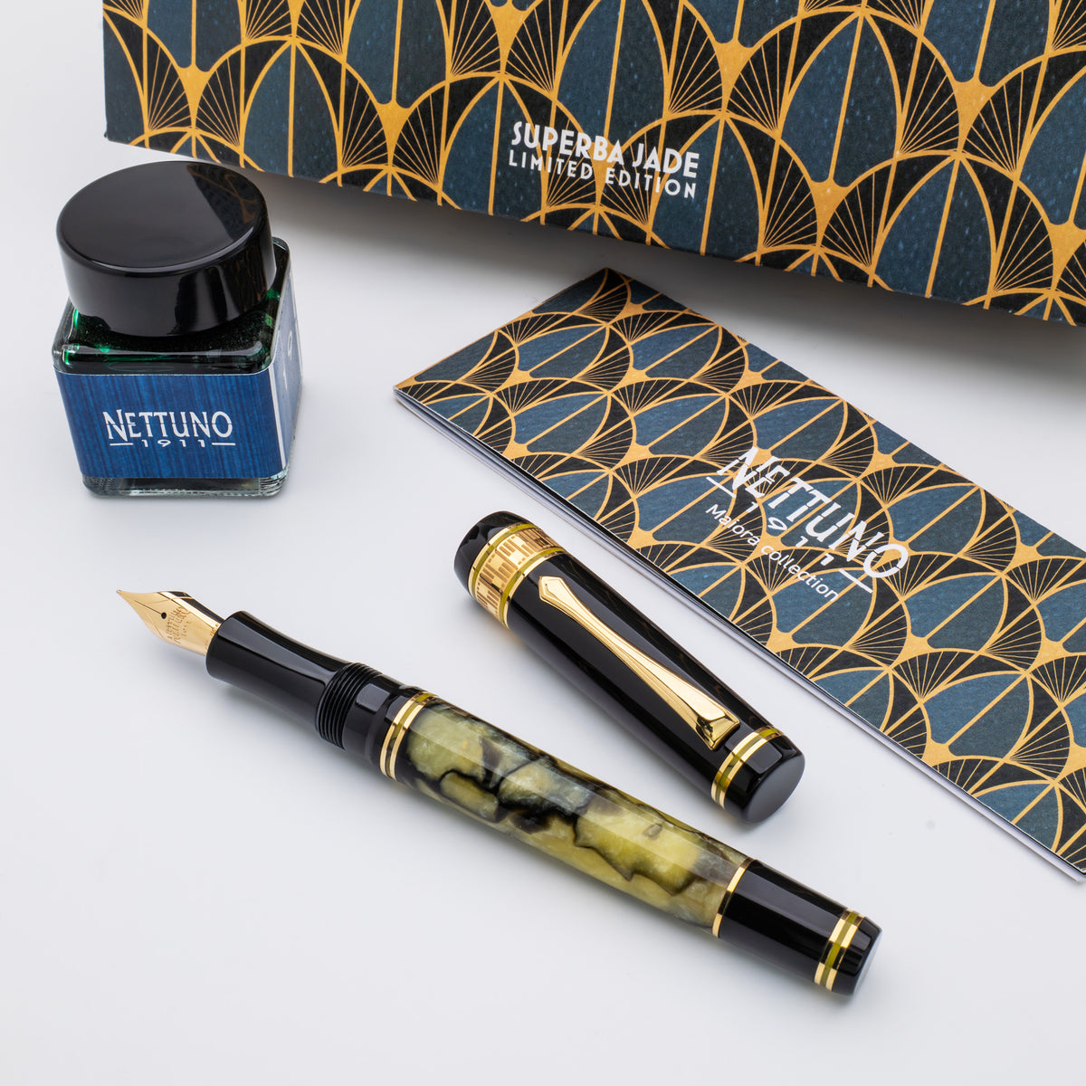 Nettuno Limited Edition|288 Superba Jade Fountain Pen 14Kt Gold Nib
