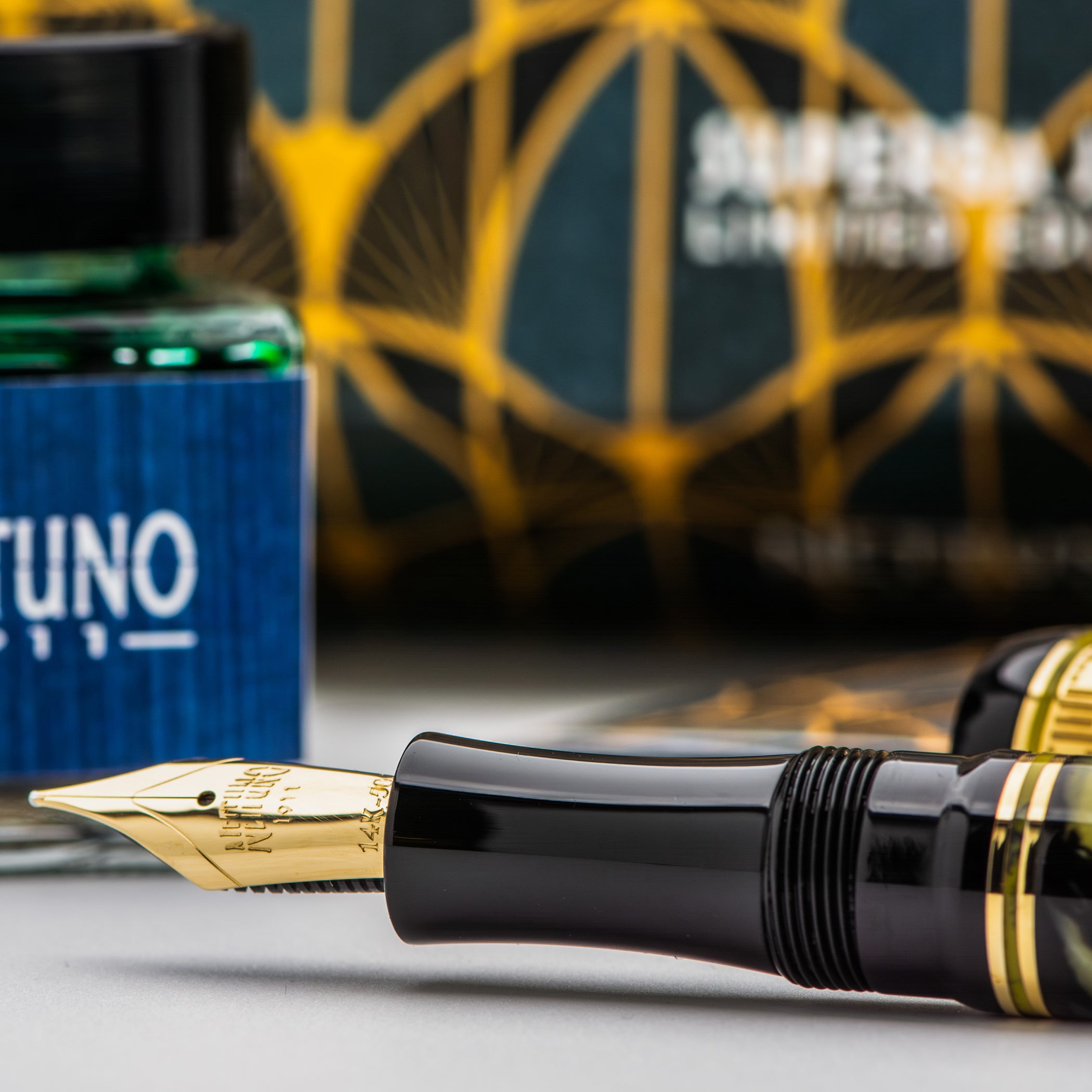 Nettuno Limited Edition|288 Superba Jade Fountain Pen 14Kt Gold Nib