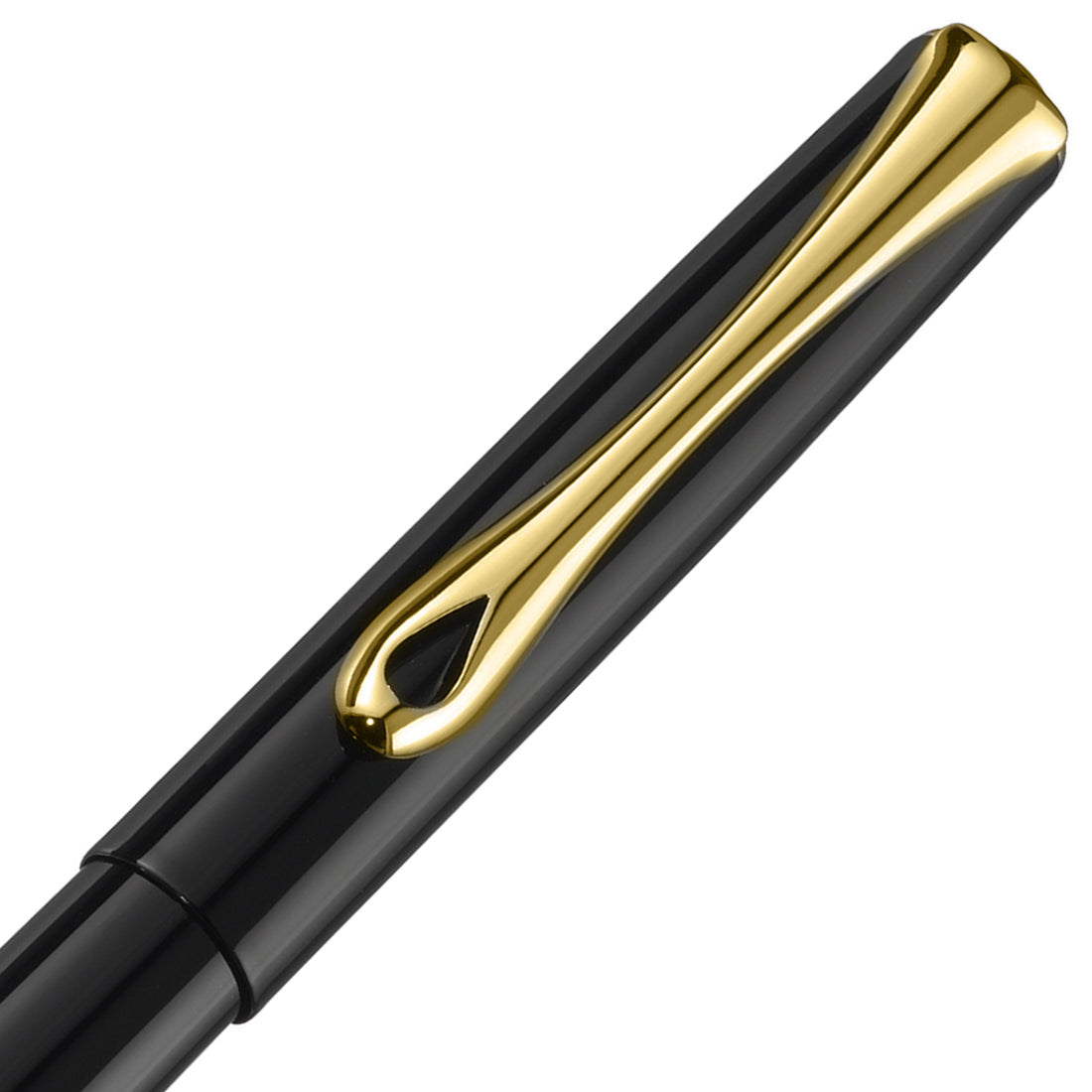 Diplomat Traveller Black Lacquer with Gold Trim Fountain Pen