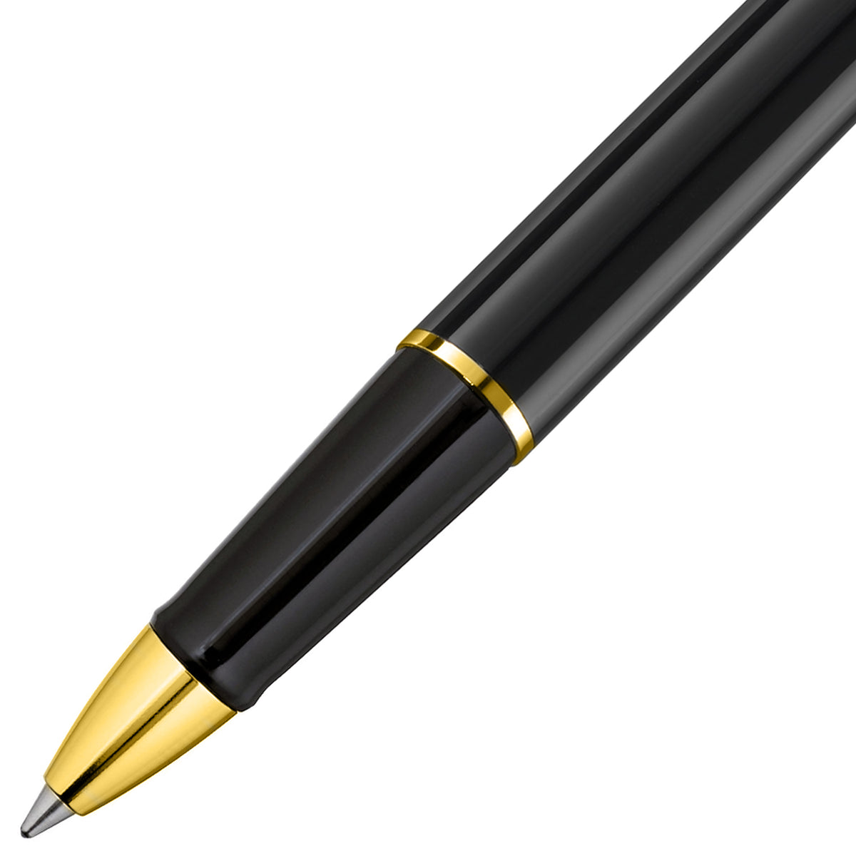Diplomat Traveller Black Lacquer with Gold Trim Rollerball Pen