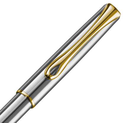 Diplomat Traveller Stainless Steel with Gold Trim easyFLOW Ballpoint Pen
