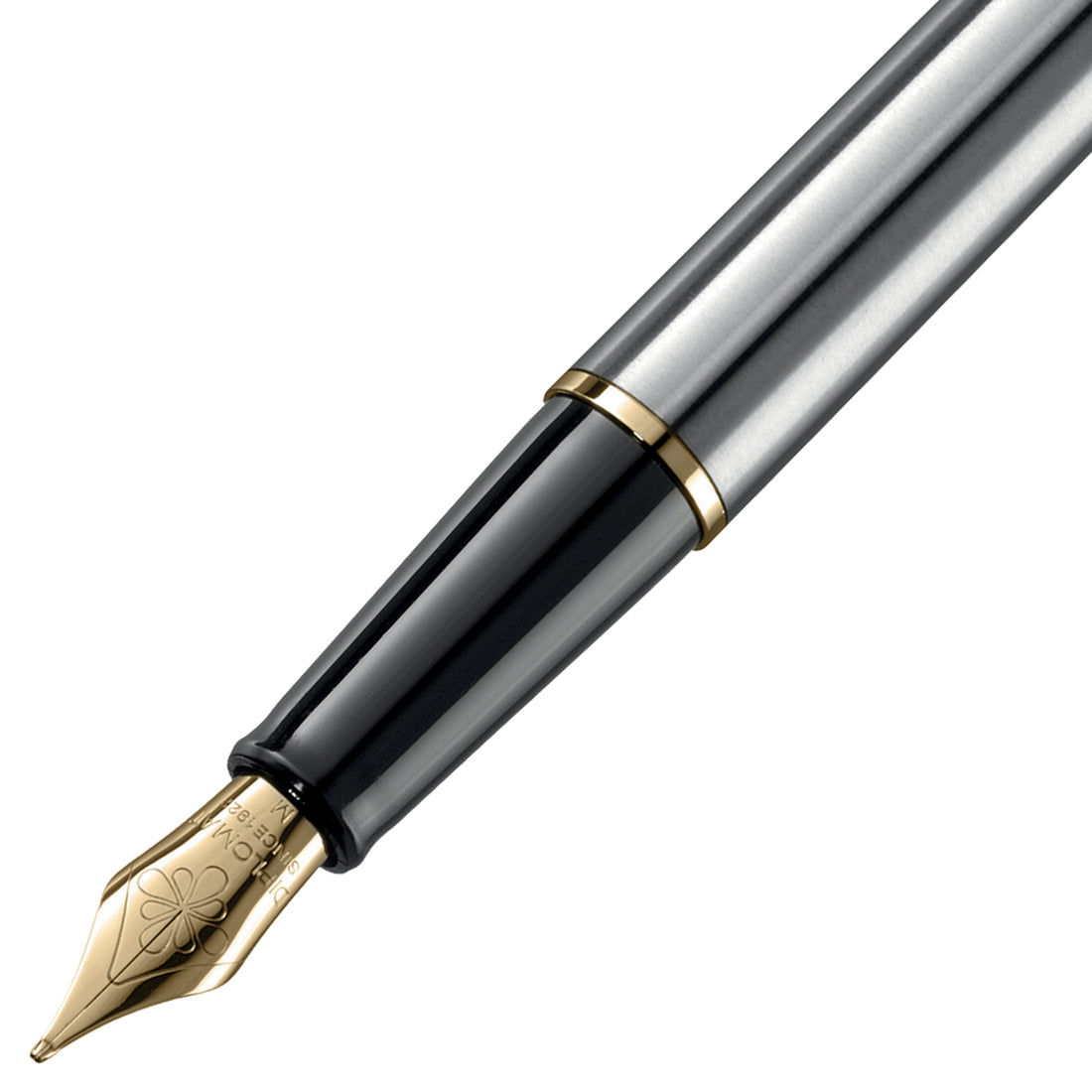Diplomat Traveller Stainless Steel with Gold Trim Fountain Pen